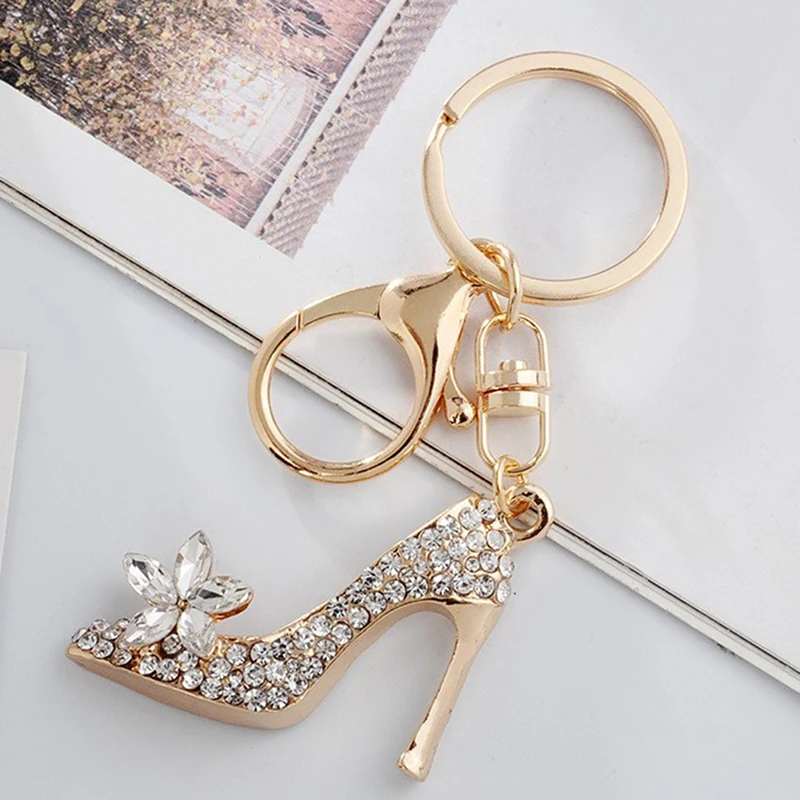 

1Pc High Heel Shoe Keychain Rhinestone Crystal Purse Car Key Chain Bag Decorative Alloy Keyring