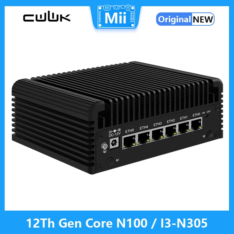 

6 LAN Firewall Appliance 2.5G Router 12th Gen Intel i3-N305/N100 DDR5 2*NVMe 2*SATA3.0 Fanless Mini PC ESXi Proxmox Host