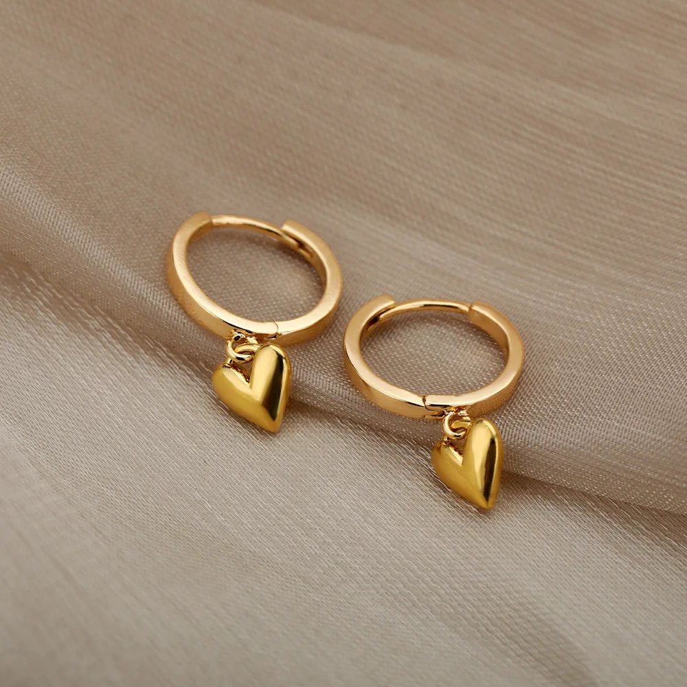 Stainless Steel Heart Earrings For Women Vintage Heart Drop Earring Wedding Valentine Jewelry Gift