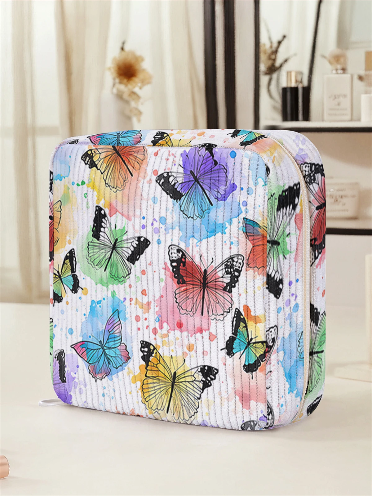 Butterfly pattern printed sanitary napkin storage bag, women's lightweight tissue bag, sanitary tissue bag