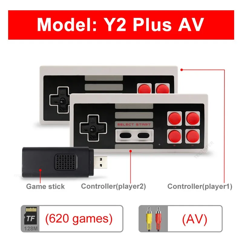 Video Game Console Handheld Game Player Mini Game Console Built in 1800 Classic 8 Bit Games Dual Wireless Gamepad HD/AV Output 