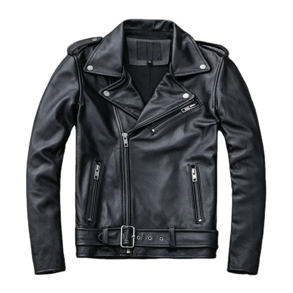 

Motorcycle Classical s Men Leather 100% Natural Cowhide Thick Moto Jacket Winter Biker Clothes Slim Coats M192