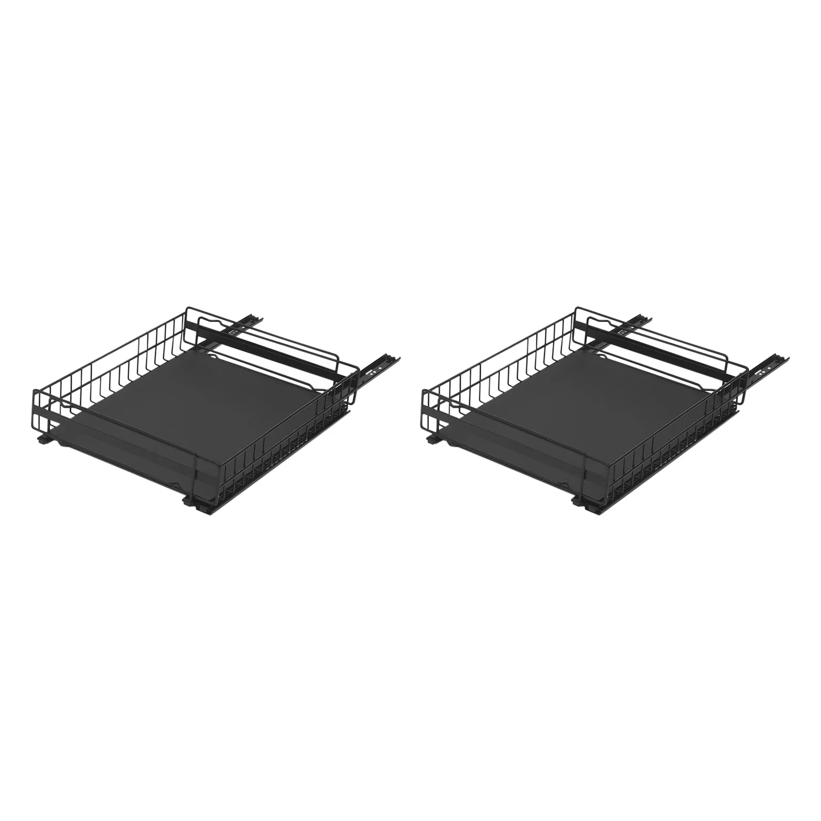 2er-Pack Premium Teleskop-Schubladenorganizer aus Kohlenstoffstahl, Verstellbare Küchenschrank-Aufbewahrung, Sanft Gleitende Schienen, Schwarz/Weiß – Detail 8