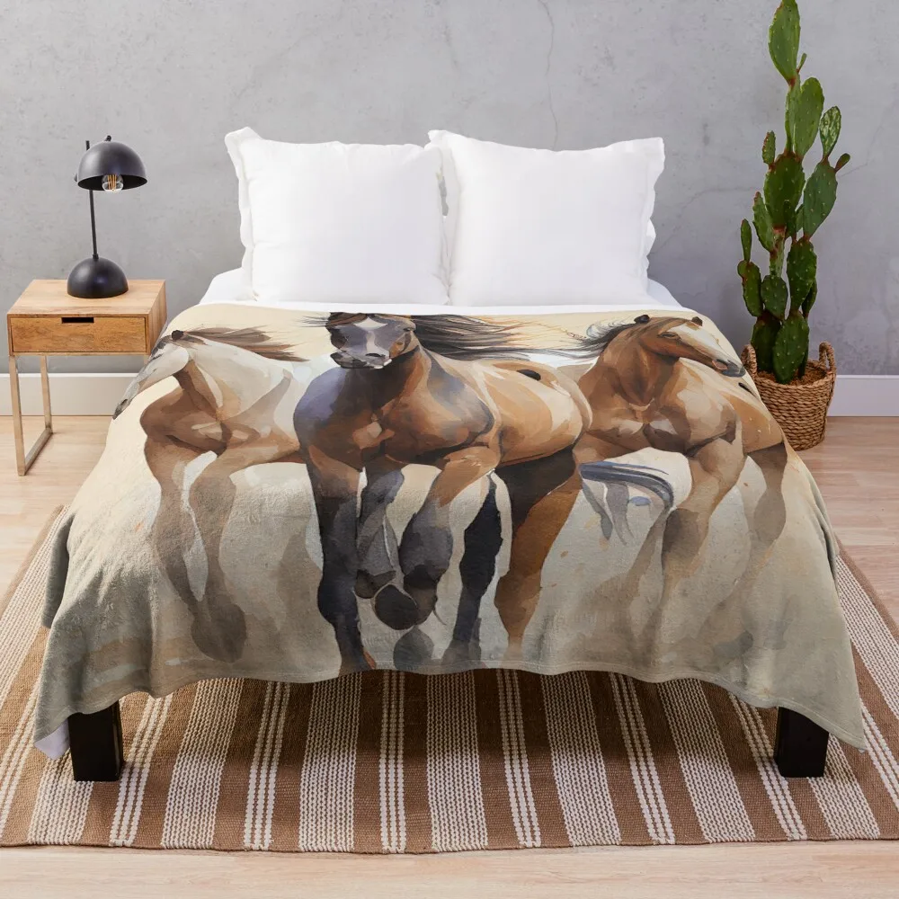 

Дикие лошади, плед, одеяло, среда, мягкие кровати, декоративный плед для детской кровати, клетчатые одеяла