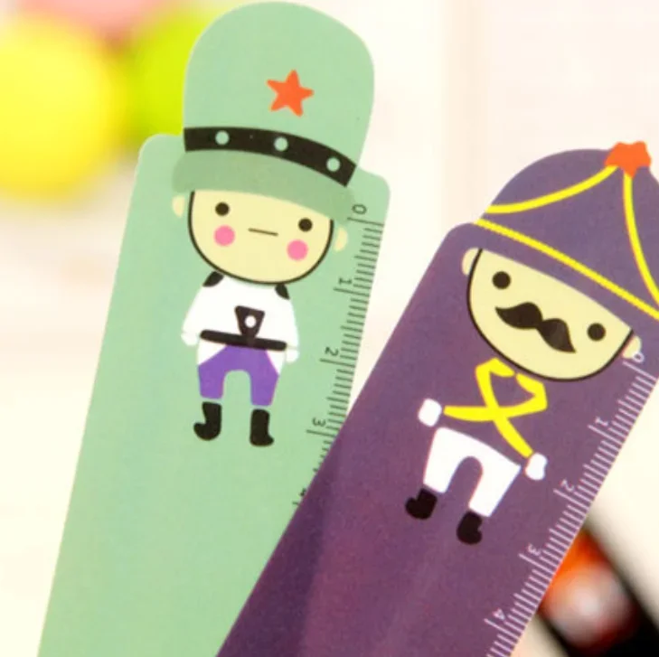 Kawaii Cartoon Soldier Doll Ruler Bookmark - 15cm Straight Ruler for School and Office Supplies