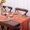 Rust Rustic Gauze Table Runners Terracotta Cotton Dining table  Retro Burr Texture Vintage Home Christmas Wedding Decoration 5