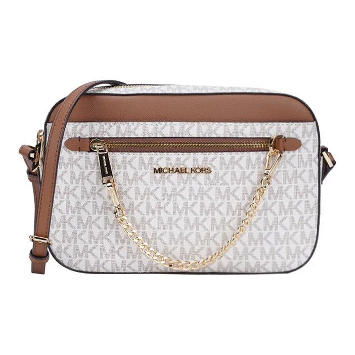 MICHAEL KORS Bolsos para cámara de PVC con retales de cuero de vaca, bolso cruzado, bolso de hombro, bolso de mujer de gran tamaño, vainilla 35S1GTTC9B-VANILLA