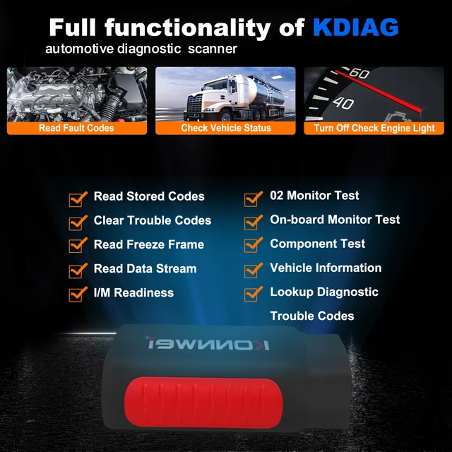 KONNWEI KDIAG Full System OBD2 Car Diagnostic Tool Reset SAS EPB Service ECU Programmer Auto OBDII Scanner pk Thinkdiag THINKCAR 5