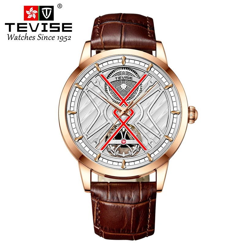 

TEVISE Automatic Mechanical Leather For Men Waterproof Luminous Business&Fashion Stainless Steel Wristwatch