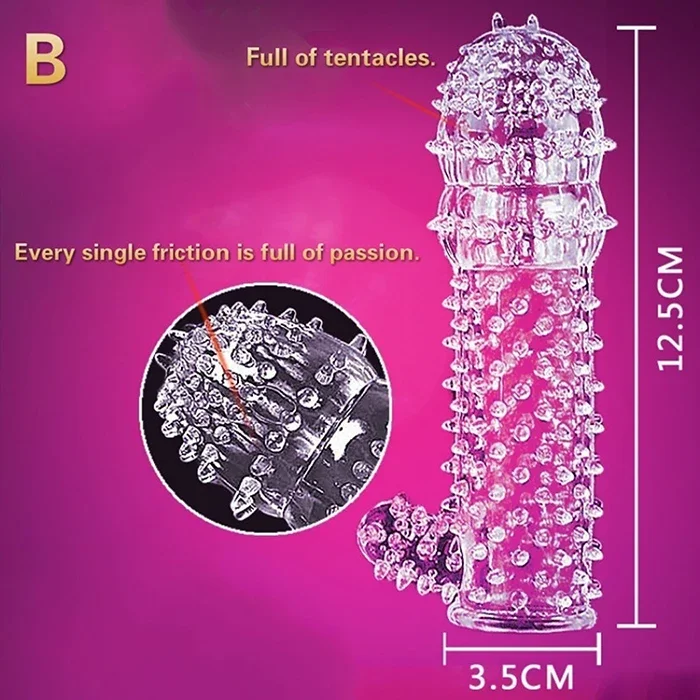 Big Spikes Penis Cock Ring Sheath Reusable Penis Sleeve Ejaculation Time Delay Ribbed Stimulate Penis Sleeve Sex Toys for Male