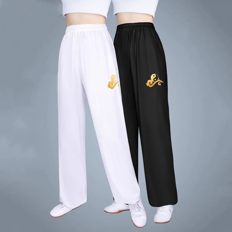 Tai Chi Pants Kung Fu Martial Art Pants Milk Shreds Yoga Pant Trousers Taiji Lounge Pant Quick Drying Lucky Cloud Pattern