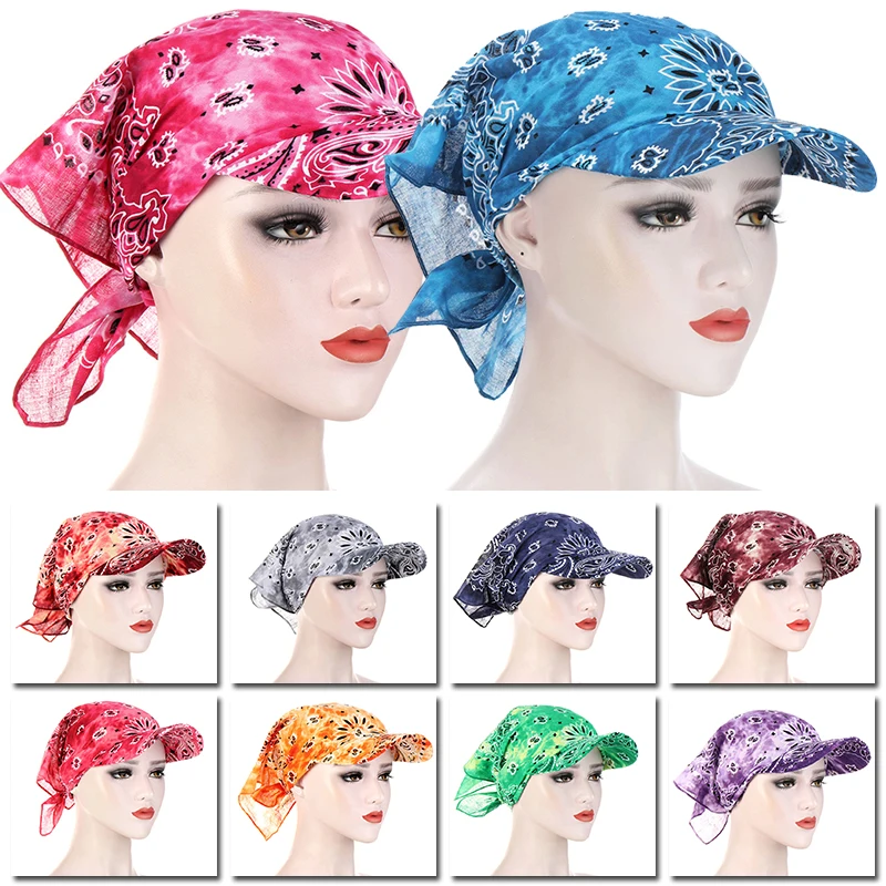 

New Bandana Printed Women Men Hedging Hat Cap Sunscreen Turban Summer Outdoor Headscarf Headpiece Scarf Cap Lady Hooded Scarf