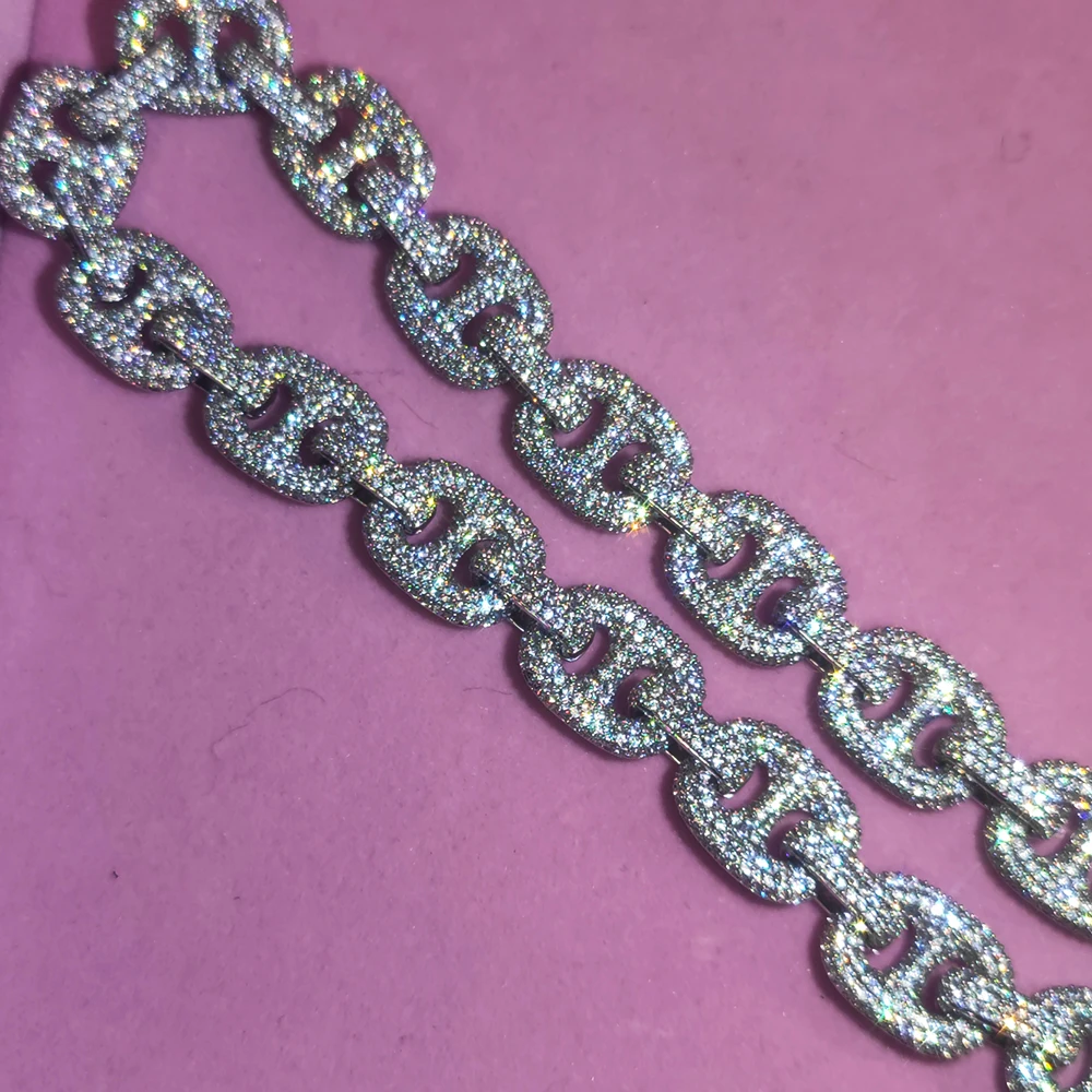 16mm Full Pave Shiny Zircon Miami Iced Out Pig Nose Chunky Cuban Link Choker Hip Hop Fashion Necklace Drop Shipping 3