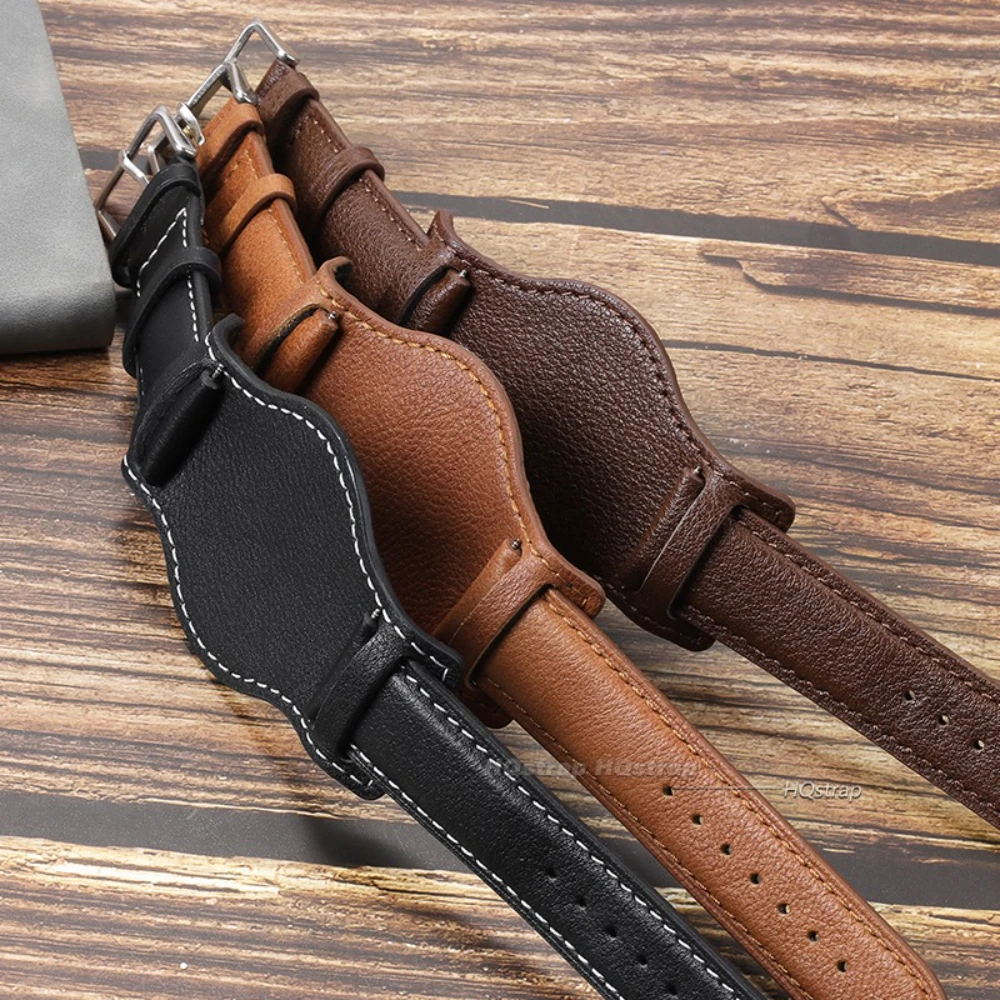 Vintage Handmade Leather Watch Strap - Premium Cowhide Replacement Wristband in Coffee, Black, and Brown