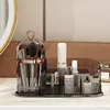 Makeup Brush Box  With Drawer 360° Rotating Cosmetic Organizer Holder Skincare Cotton Pads Swabs Lipstick Jewelry Storage Case 1