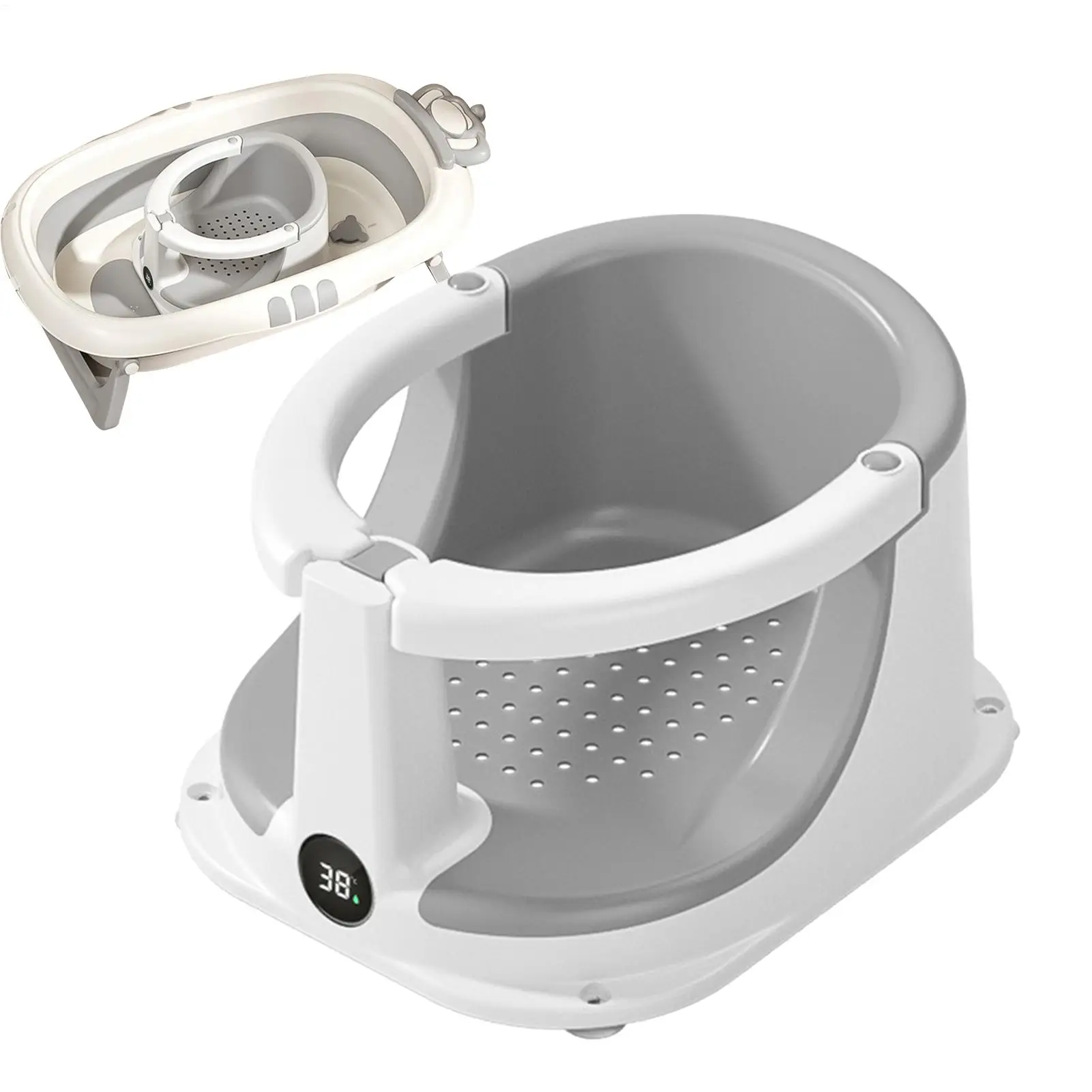 Baby Chair For Bath Baby Bath Tub Seat With Temperature Sensor Children Support Safety Protection Assistance For Home Travel