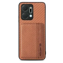 Magnetic Card Holder Leather RFID Back Panel Case for Moto G05(Moto E15) (Brown)