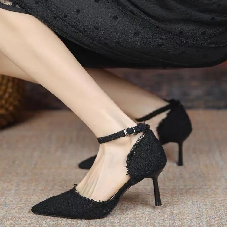 Womens Pumps Simple Basic Wedding Luxury Brand Design String Bead Pearls High Heels Lady Sexy Elegant Pointed Toe Pearl Shoes 2