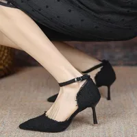Womens Pumps Simple Basic Wedding Luxury Brand Design String Bead Pearls High Heels Lady Sexy Elegant Pointed Toe Pearl Shoes 2