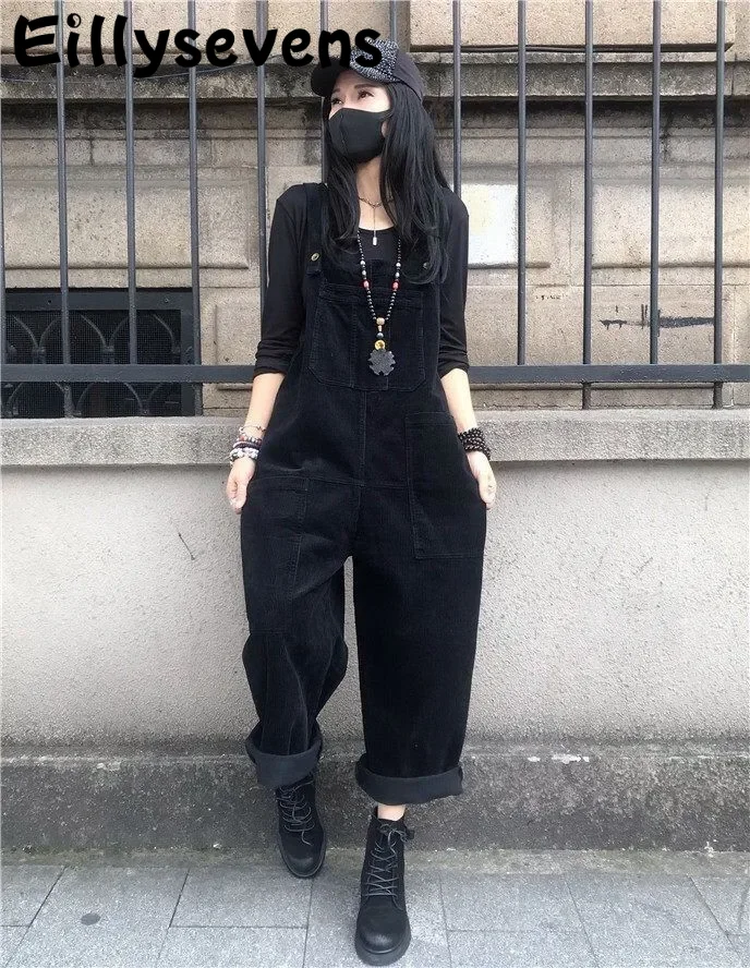 

summer cool Overalls Loose Slimming Large Size jumpsuit Casual Straight Wide Leg pants street bodysuit campus vintage rompers