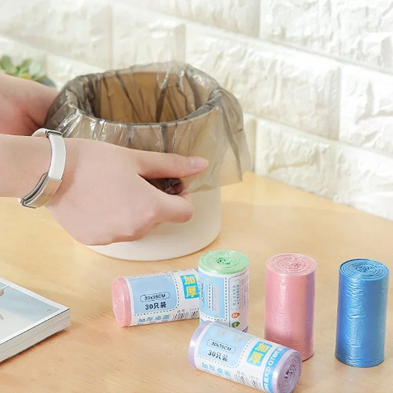30Pcs/ Roll Mini Desktop Trash Can Bags trash bags garbage bags Bathroom Bedroom Office Car Rubbish Bags Trash Storage Garbage Bag for Kitchen item