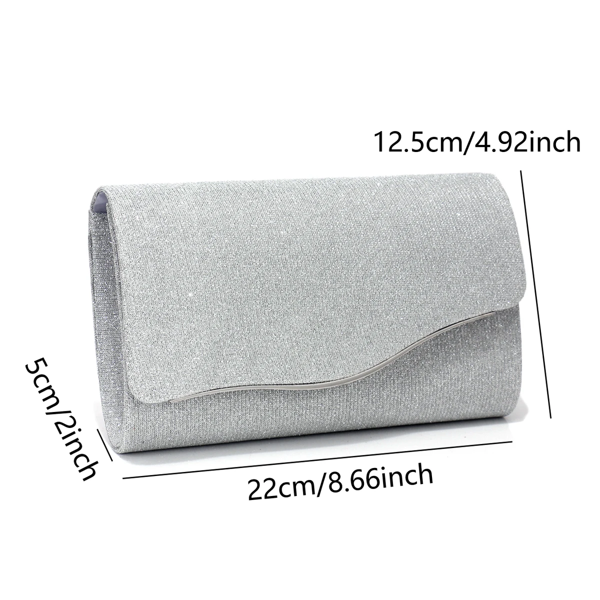 Black Glitter Evening Clutch Bag with Shoulder Chain for Women