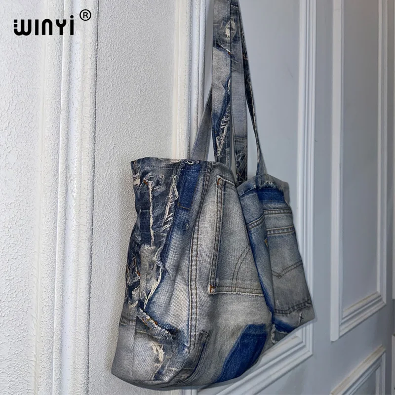 WINYI Original design Old printed denim bags
