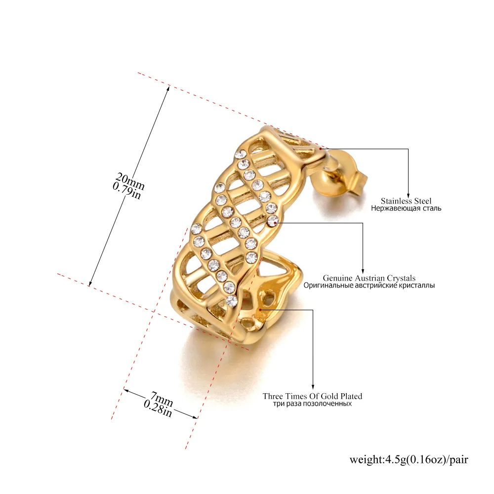 JeeMango Luxus Marke Inlay Strass Twisted Ohrringe Für Frauen Vergoldet Edelstahl Exquisite Partei Schmuck E25062 – Detail 6