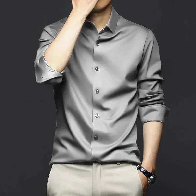 Long Sleeve Shirt Men's Non iron Wrinkle Resistant Business Dress Professional Casual Suit