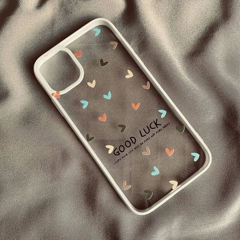 thumbnail image 1 of Cute Love Heart Shockproof Bumber Phone Case For iPhone 15 14 11 12 13 Pro Max X XS Max 7 8 Plus SE 2020 Soft Transparent Cover, 1 of 4