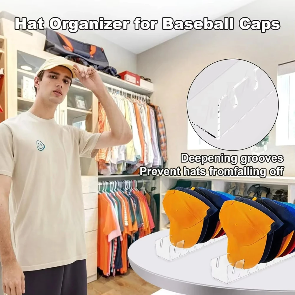 7-Holes Baseball Cap Display Rack Durable Clear Acrylic Hat Holder for Home Closet Storage Organization Stores Decoratio 4