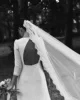 Civil Wedding Dresses 2024 Women V neck 3/4 Sleeves Backless Wedding Party DressBrides Side Slit Sexy Bridal Gowns Customized 5