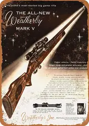 Vintage Decorative Tin Sign - Classic Weatherby Mark V Rifles Design - Aluminum 14x20cm (Aluminum sign)