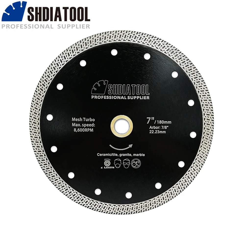 SHDIATOOL 1/2pcs Diamond Cutting Disc Mesh Turbo Dia 180mm/7 Sintered Dry Saw Blade Granite Marble Tile Ceramic fachlich 2pcs dia115mm 4 5 inch diamond mesh turbo cutting disc for marble granite stone tile cutter ceramic saw blade plate