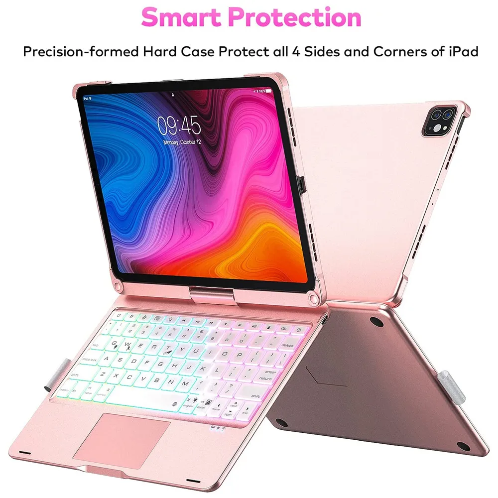 Magic Touchpad Swivel Keyboard Case para Ipad 10.2 7th 8th 9th 10.5 Air 10 10.9 Pro11 Pro12.9 360 Rotation Keyboard Cover - Imagem 3