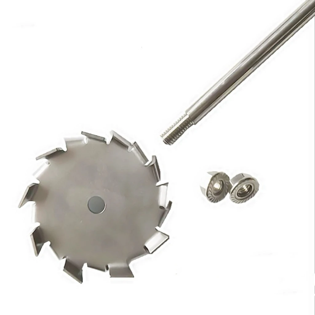 1set Laboratory 304 Stainless Steel Sawtooth Disc Stirrer Dispersive disc Agitator with Stirring Rod