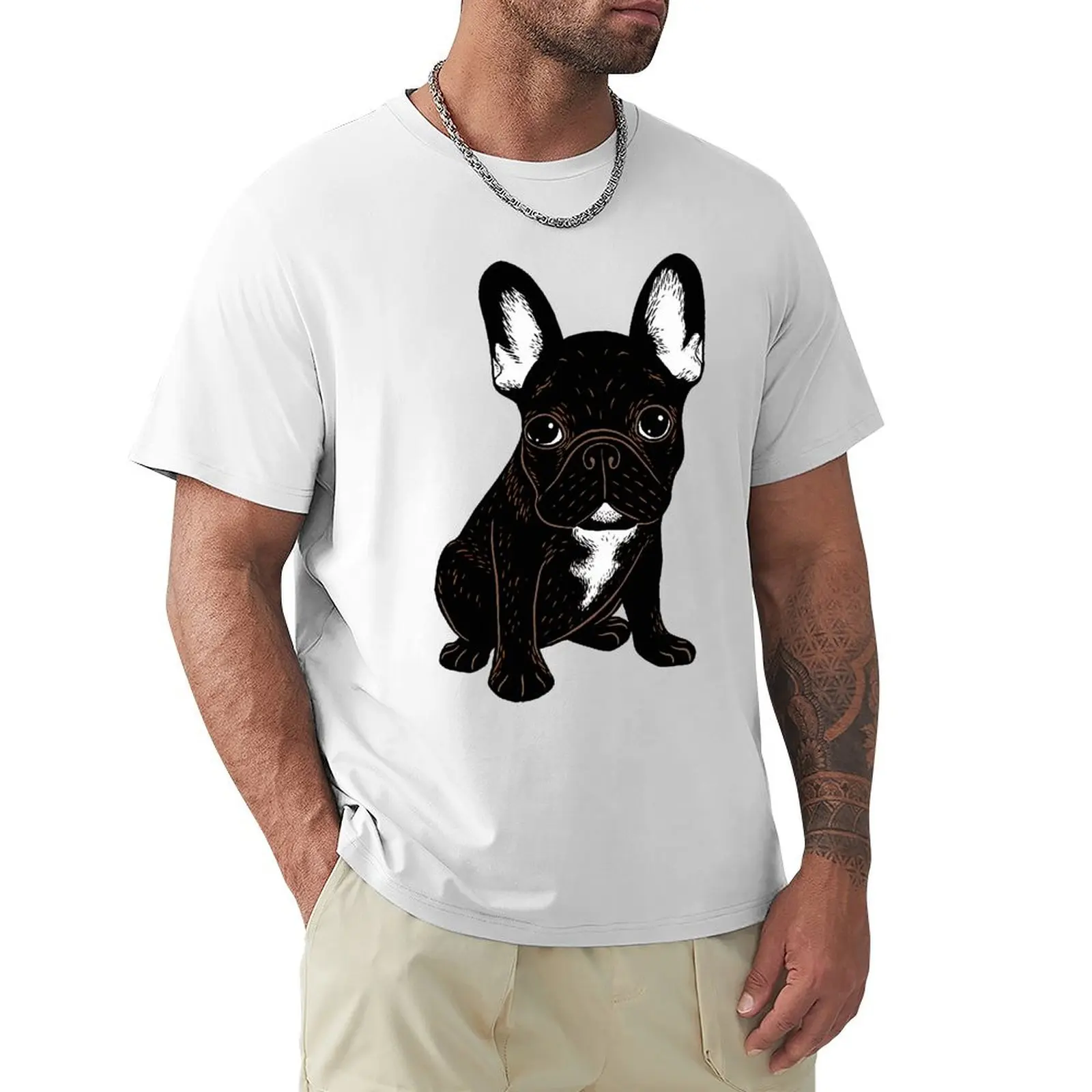 

Brindle French Bulldog T Shirt Harajuku Short Sleeve T-shirt 100% Cotton Graphics Tshirt Tops