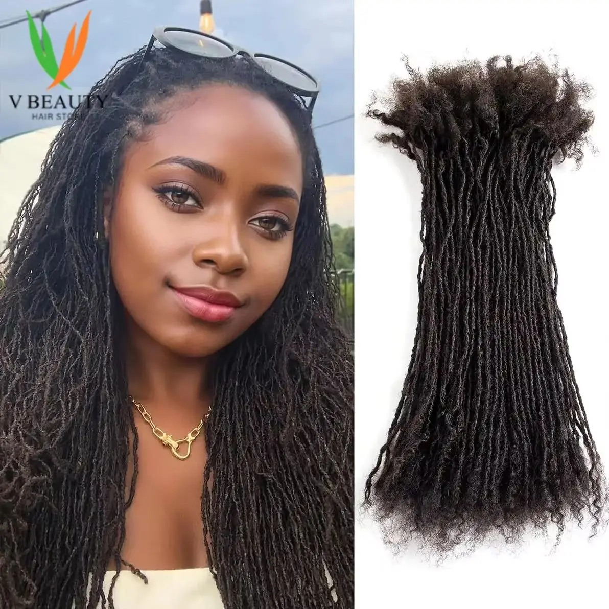 Extensions per Micro Locs Permanenti in Capelli Umani Veri da 2mm, Dreadlock Morbidi dall'Aspetto Naturale, Fatti a Mano con Sistema di Intreccio Sisterlocks