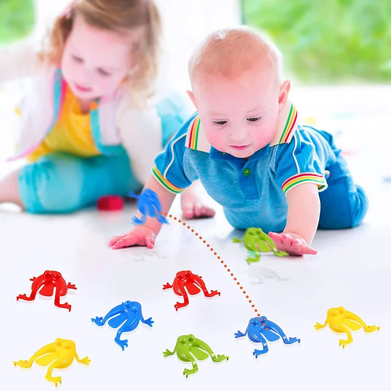 Jumping Frog Toys 10-60Pcs Jumping Frog with Bucket Bounce Fidget Novelty Assorted Stress Reliever Birthday Gift Boys Girls Party Favor