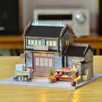 DIY Wooden Doll Houses Fruit Store Casa Mniature Building Kits with Furniture Led Trading Dollhouse for Adults Gifts 2