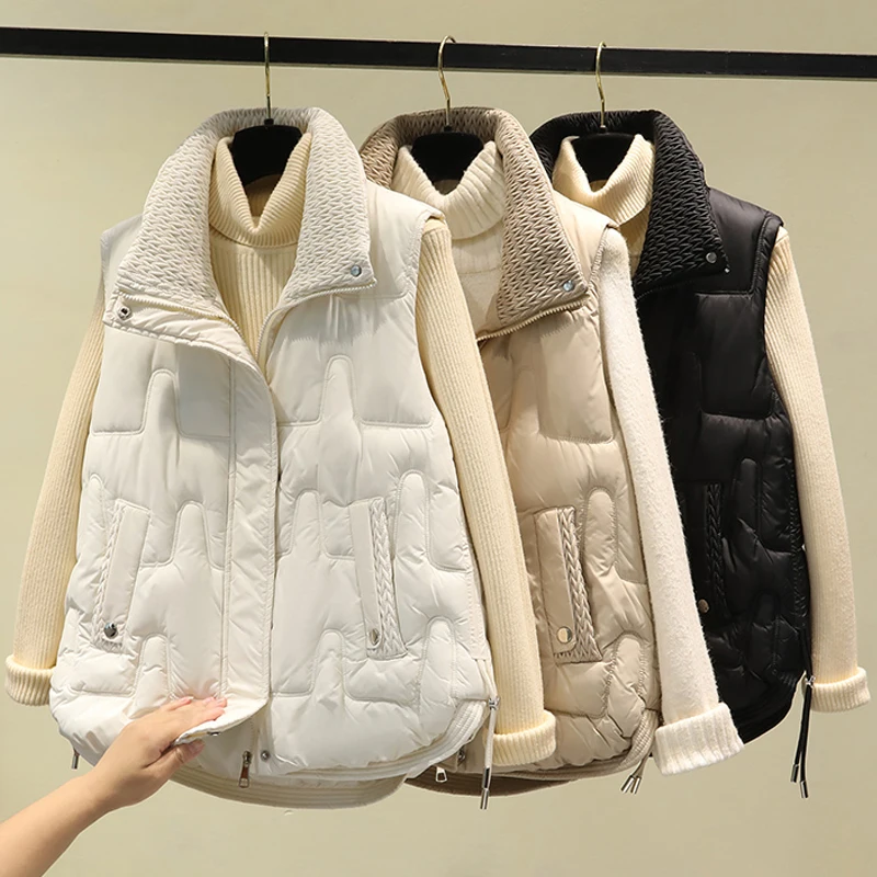 Autumn Winter Vests for Women 2023 New Fashion Thick Warm Zipper Sleeveless  Parkas Korean Style Women's Winter Coat - AliExpress