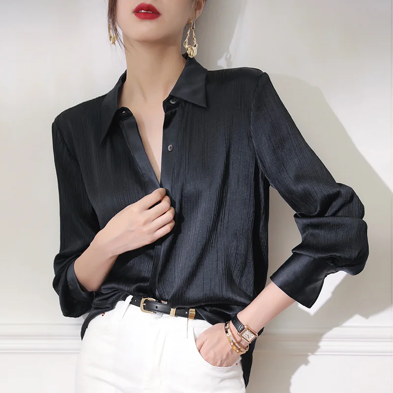 Women's Lavender Magnolia Watercolor Silk Satin Shirt | Luxury Office Wear main image 0