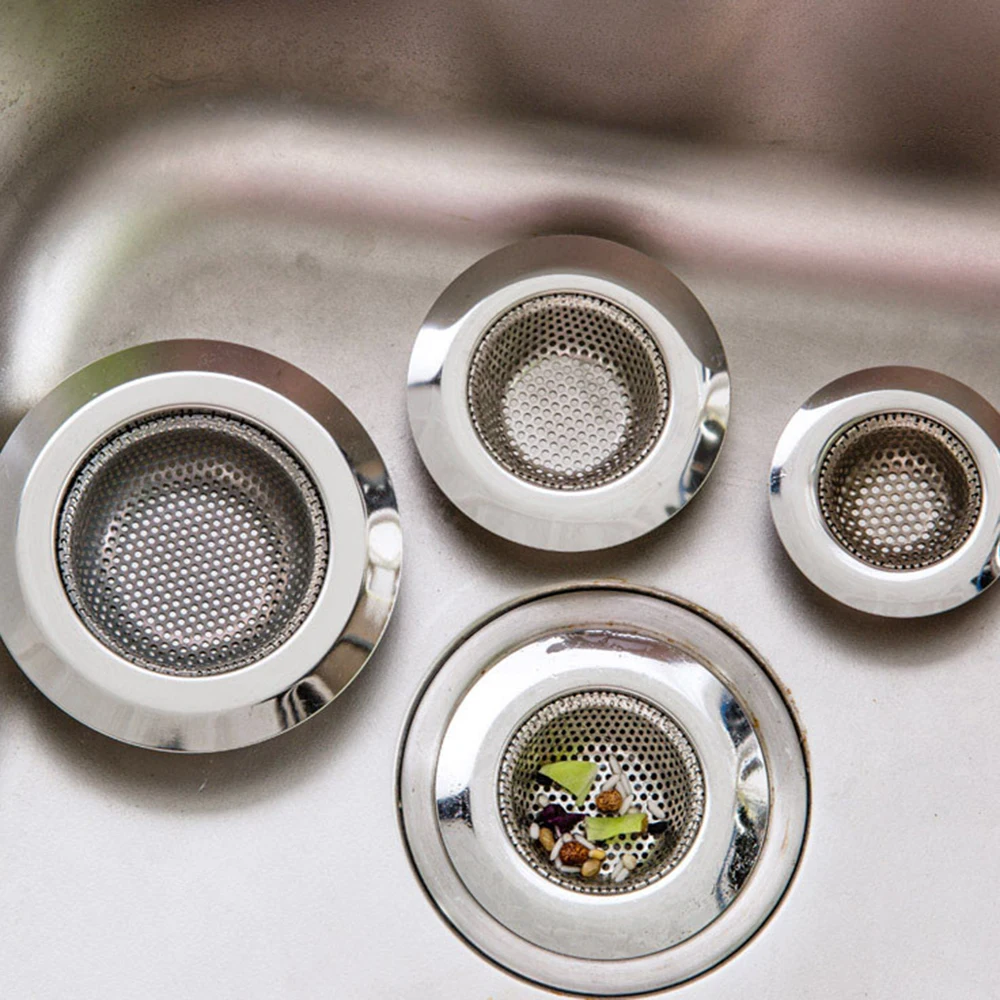 Kitchen Sink Filter Sink Strainer Stainless Steel Mesh Sink Strainer Filter Bathroom Drain Hole Trap 1PCS