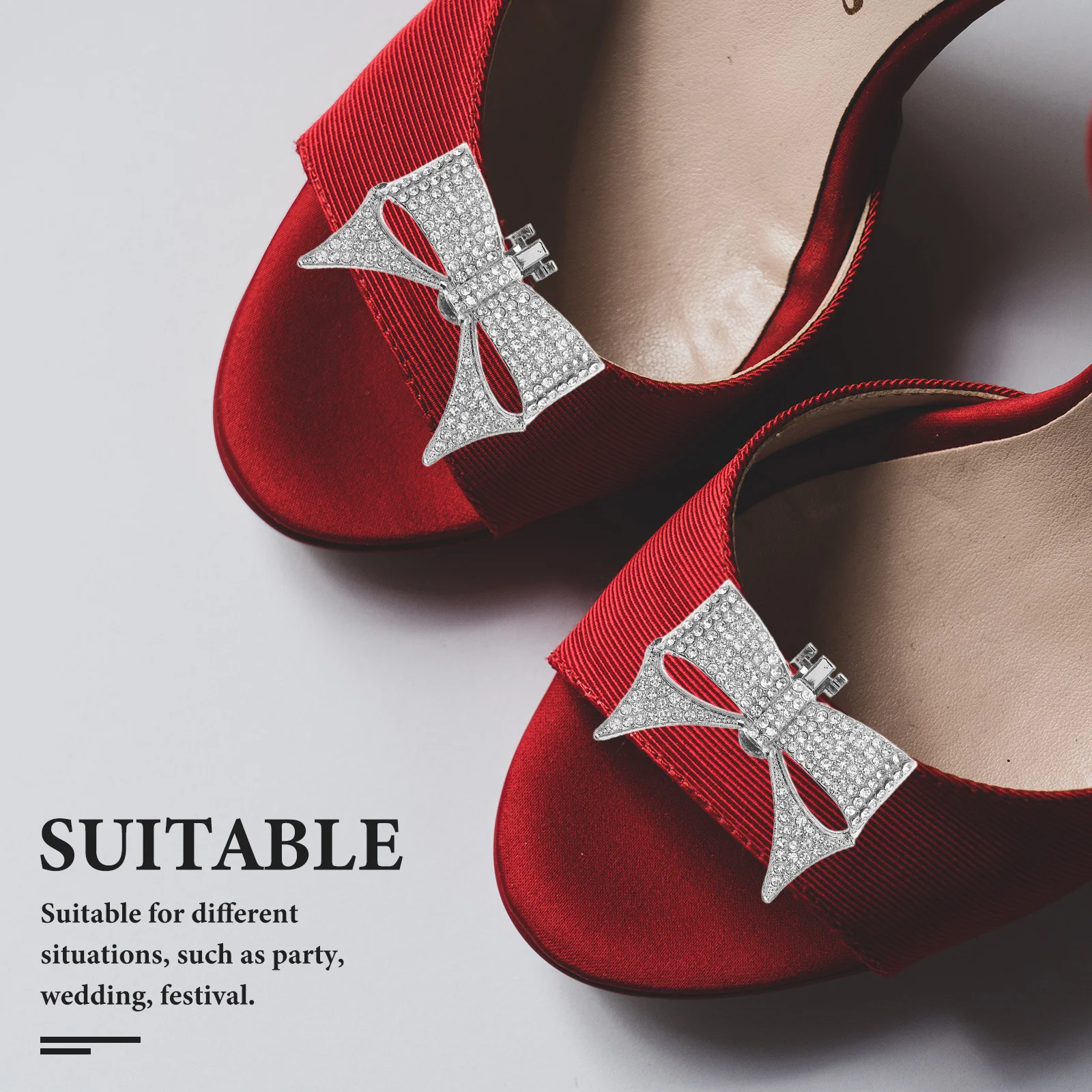 Silver Rhinestone Bowknot Shoe Flowers Reusable Decor Accessories for Party Wedding Festival Shoes Supply Bow knot Charm 6
