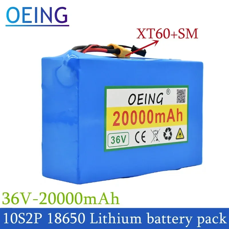 

NEW 10S2P 36V 20Ah 450Watt 18650 Lithium Ion Battery Pack For Scooter Skateboard Ebike Electric Bicycle 42V 37V 35E XT60 SM 2P