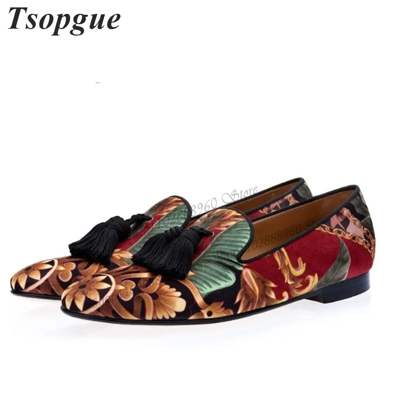 

Mixed Color Embroider Fringe Decor Shoes For Men Men's Loafer Pumps High Quality Runway Casual Party Shoes 2023 Zapatillas Mujer