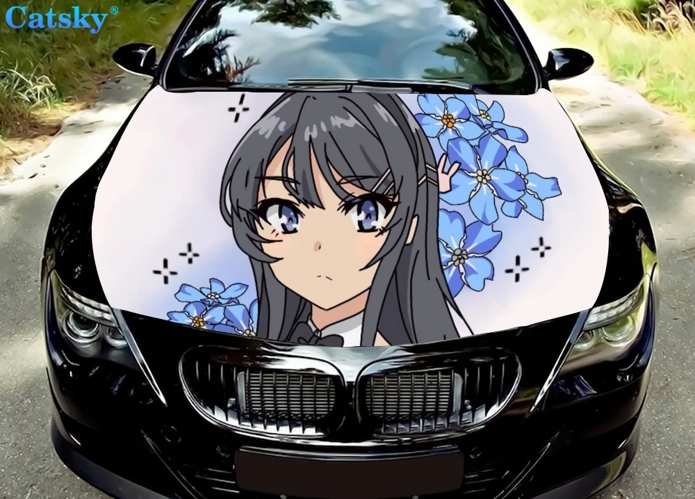 

Mai Sakurajima Peeker Car Floor Mats,Car hood wrap lion decal, bonnet vinyl sticker, full color graphic decal, CUSTOM made