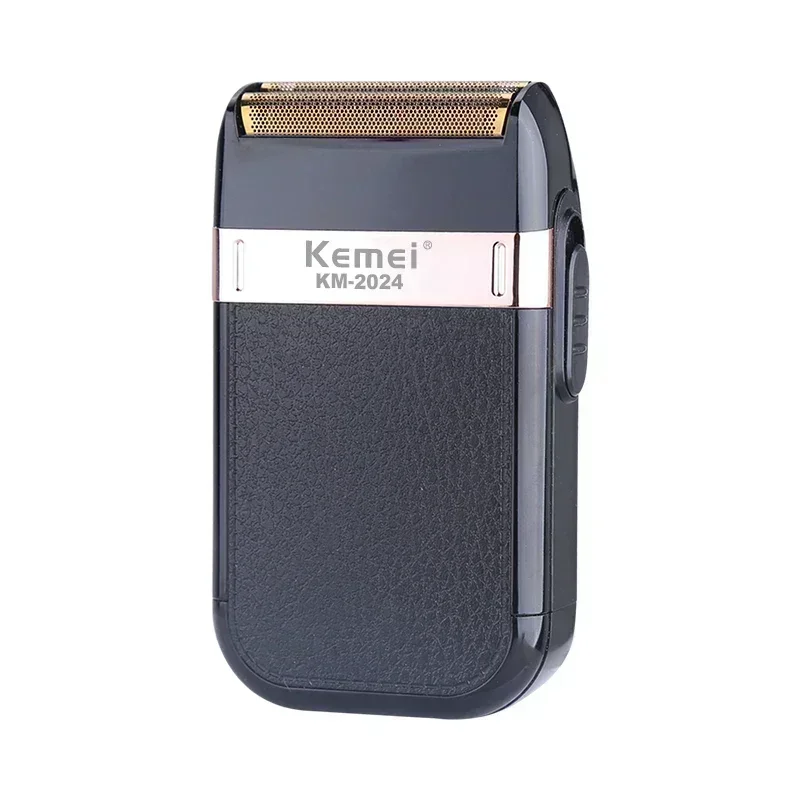 Kemei KM-2024 Electric Beard Shaver Professional Beard Trimmer Mini Face Razors for Shaving Men Leather Covering IPX4 Waterproof 4