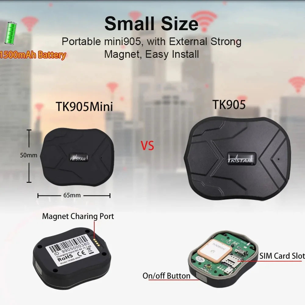 TKSTAR MINI TK905 GPS Tracker Support 2G Network Car Luggage Wallet Portable GPRS Locator Waterproof Magnet Free Web APP