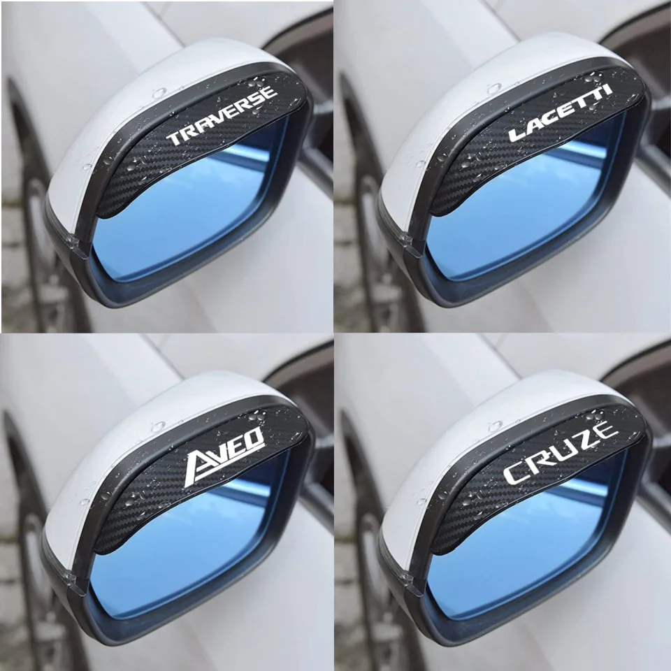 

2pcs Carbon fiber Car Rearview Mirror Rain Eyebrow Sticker For Chevrolet AVEO Cruze Lacetti Onix Spark Tracker Trailblazer